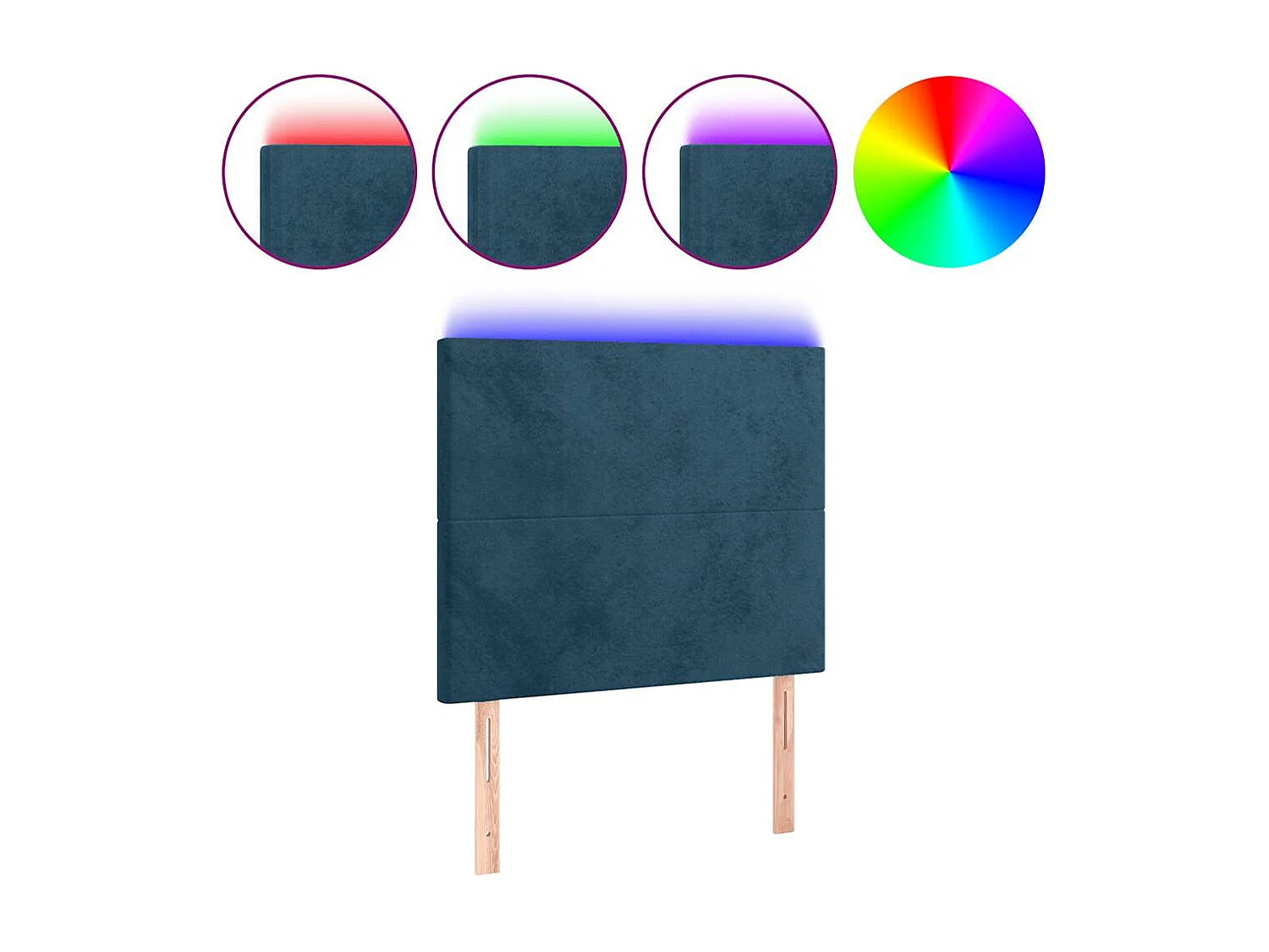 Tête de lit à LED Bleu foncé 80x5x118/128 cm Velours