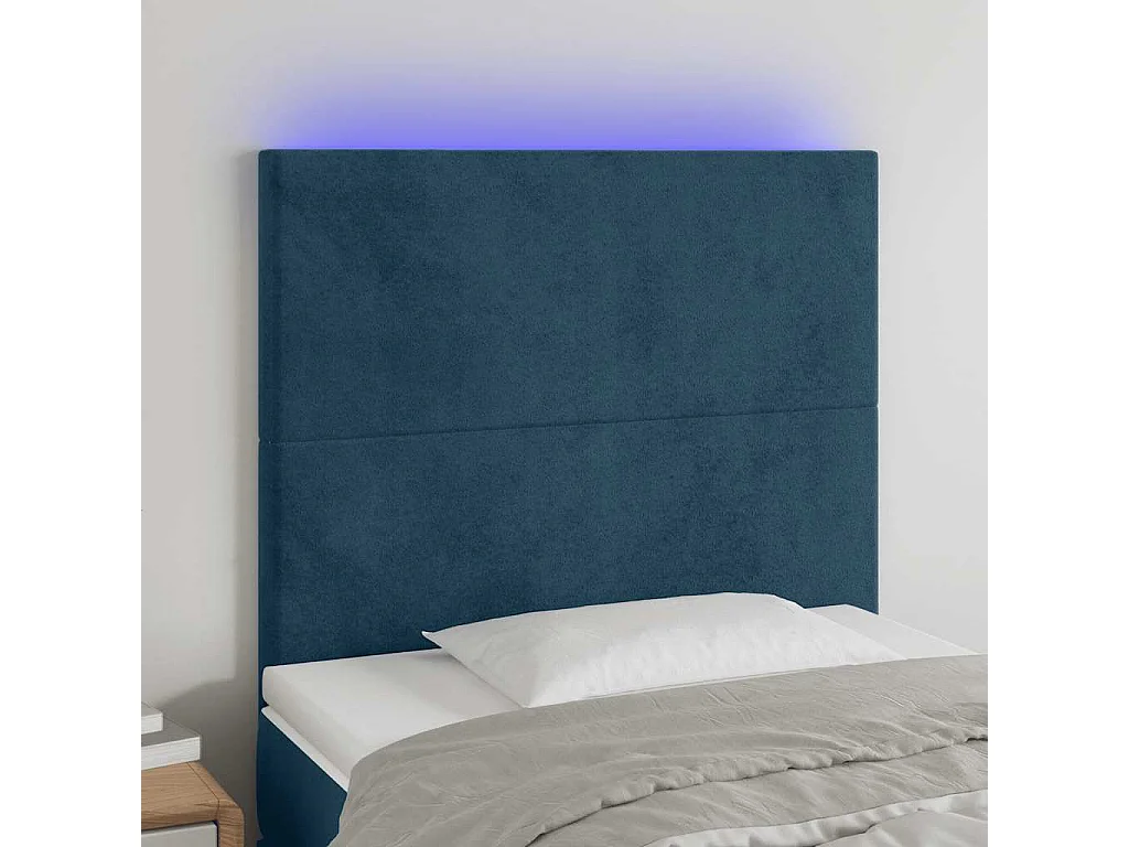 Tête de lit à LED Bleu foncé 80x5x118/128 cm Velours