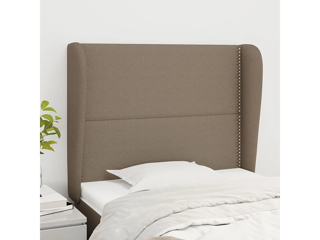 Hoofdbord met randen 93x23x118/128 cm stof taupe
