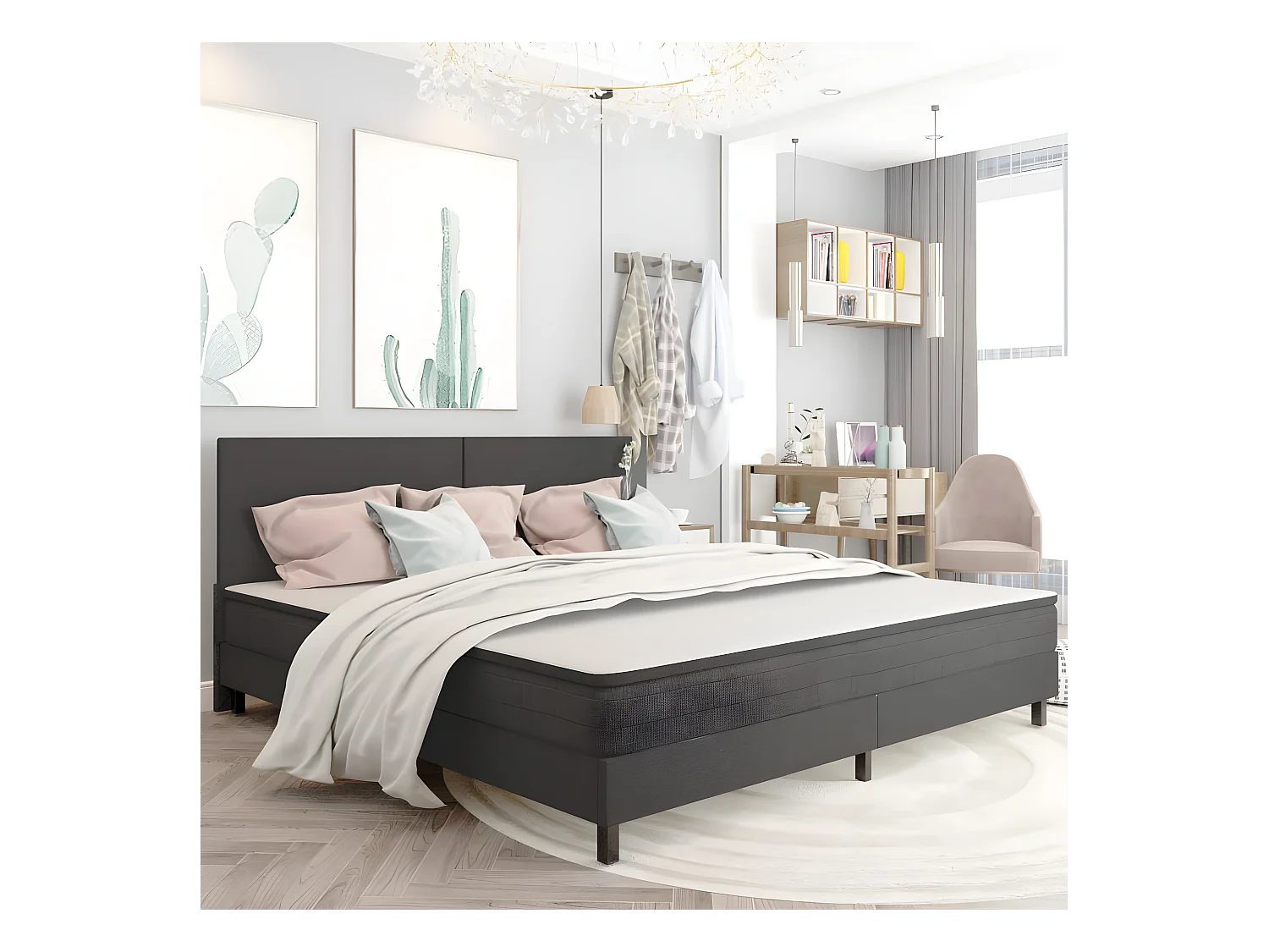 Tête de lit Gris foncé Tissu 200x200 cm