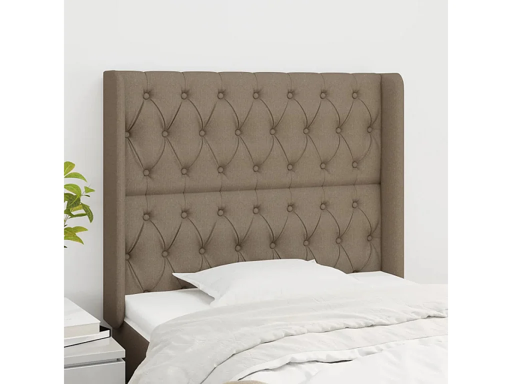 Hoofdbord met randen 93x16x118/128 cm stof taupe