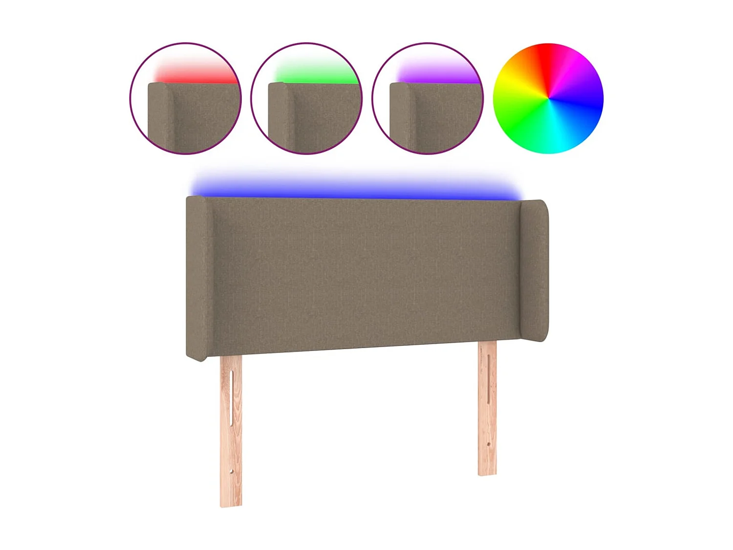 Hoofdbord LED 103x16x78/88 cm stof taupe