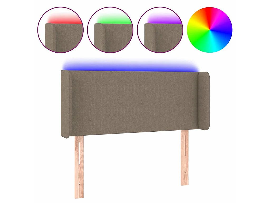 Testiera a LED Tortora 103x16x78/88 cm in Tessuto
