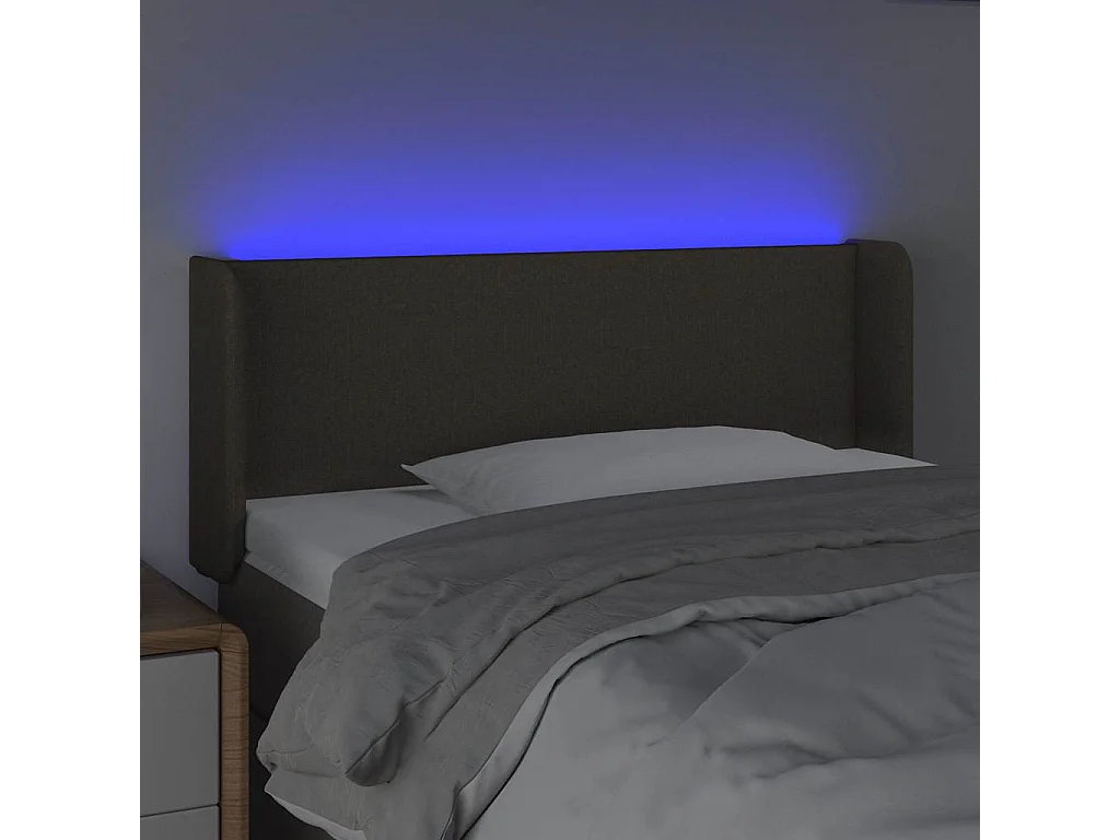 Testiera a LED Tortora 103x16x78/88 cm in Tessuto