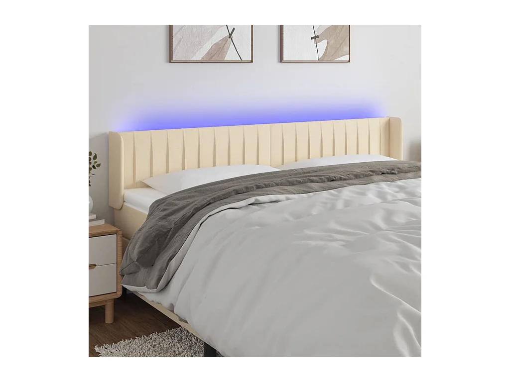 Tête de lit à LED Crème 183x16x78/88 cm Tissu