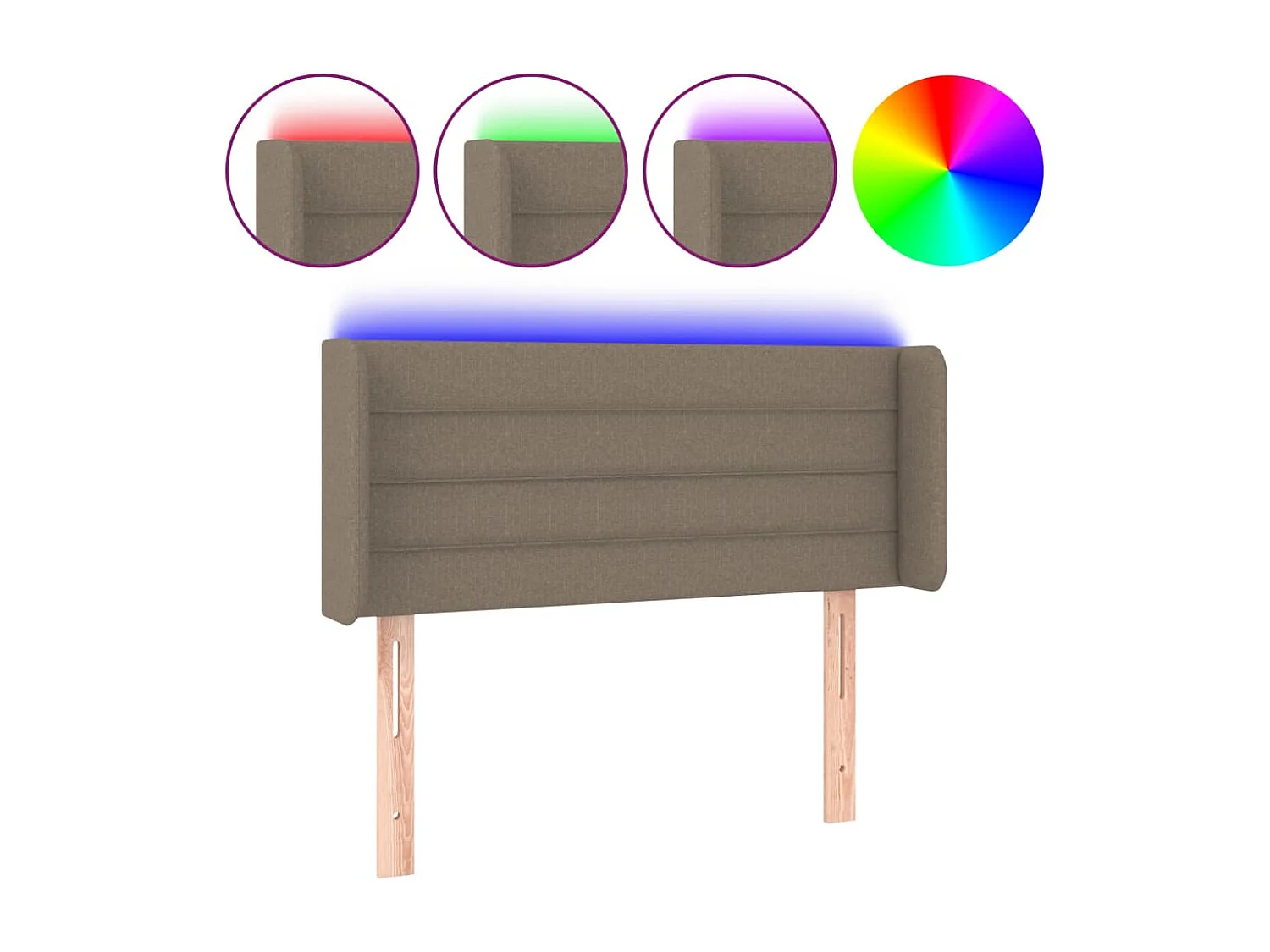 Hoofdbord LED 93x16x78/88 cm stof taupe