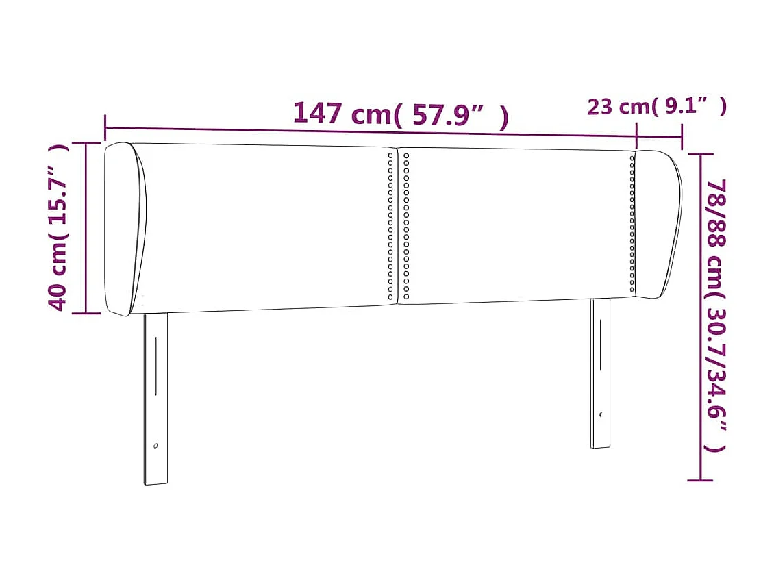 Hoofdbord met randen 147x23x78/88 cm kunstleer zwart