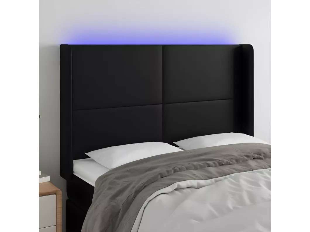 Kauf Unique LED Kopfteil Schwarz 147x16x118/128 cm Kunstleder