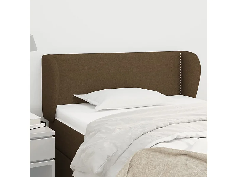 Tête de lit avec oreilles Marron foncé 103x23x78/88 cm Tissu