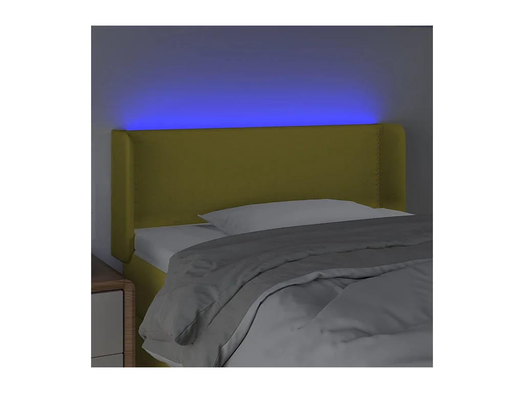 Cabecero con LED de tela verde 93x16x78/88 cm