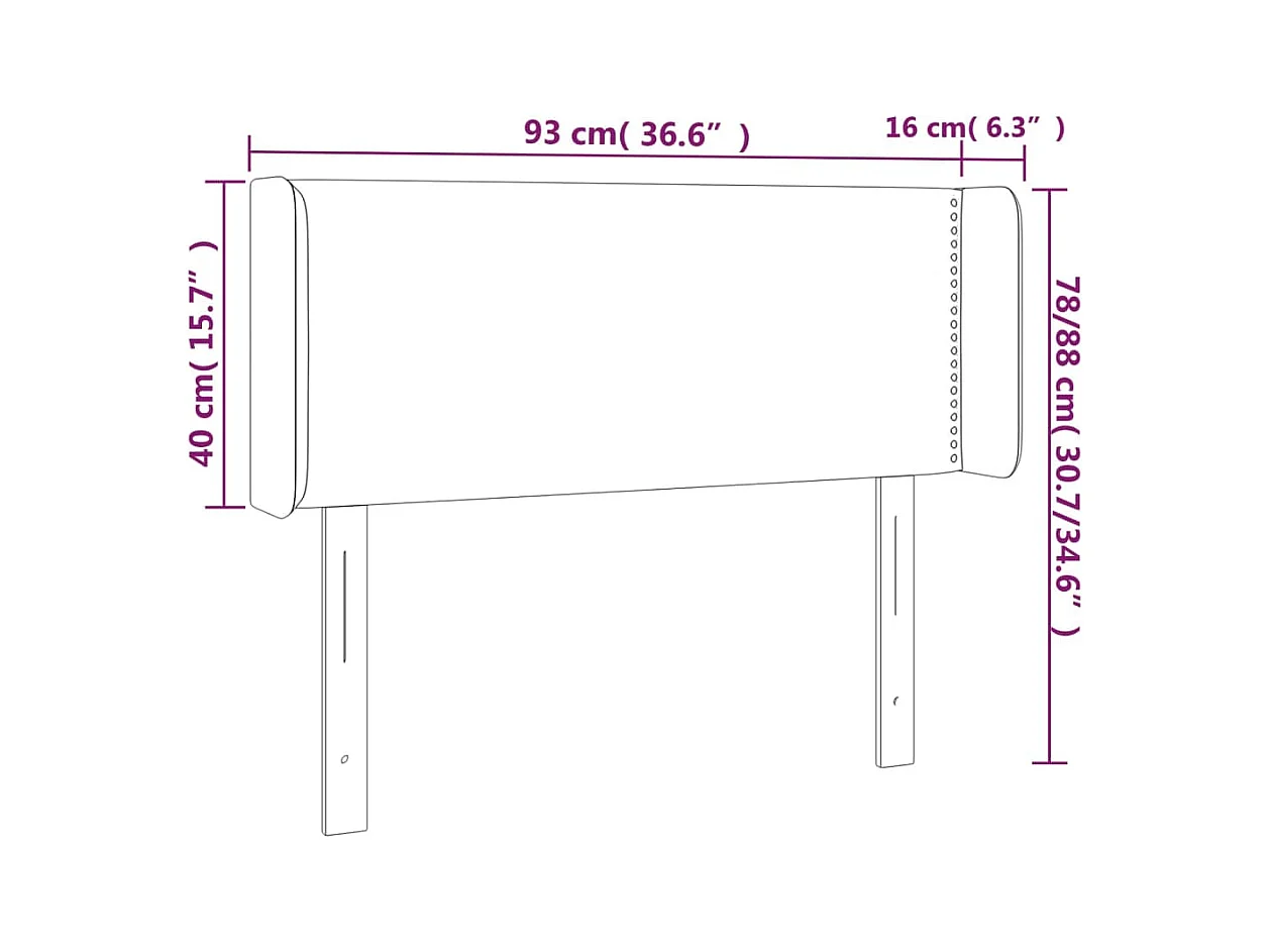 Cabecero con LED de tela verde 93x16x78/88 cm