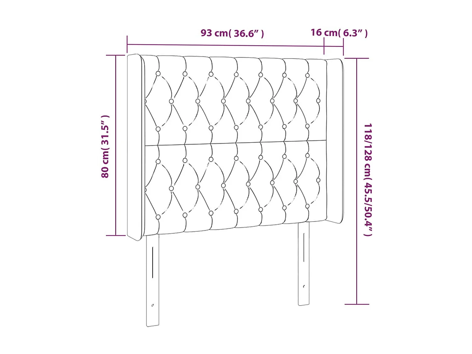 Tête de lit à LED Taupe 93x16x118/128 cm Tissu