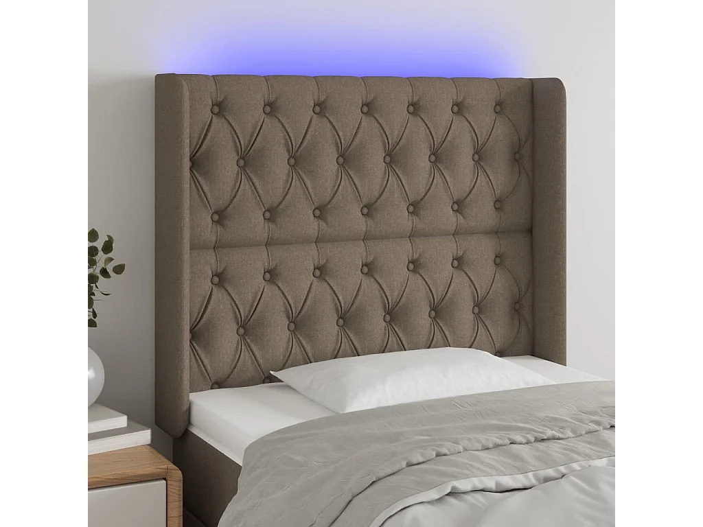 Hoofdbord LED 93x16x118/128 cm stof taupe