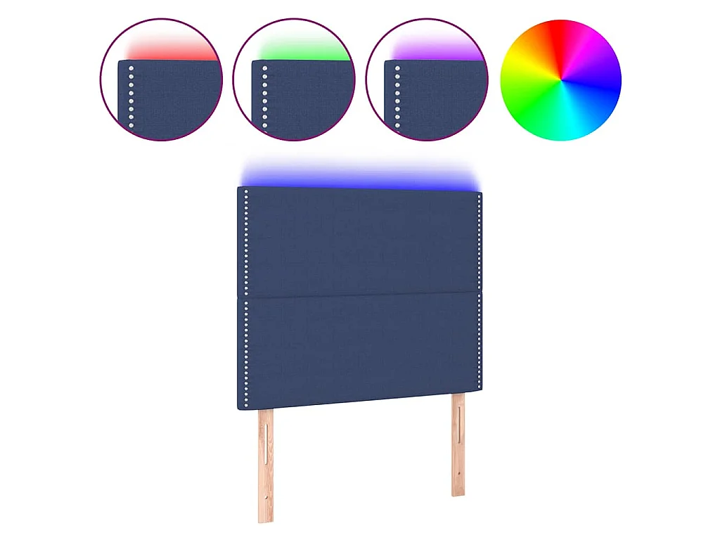 Hoofdbord LED 100x5x118/128 cm stof blauw