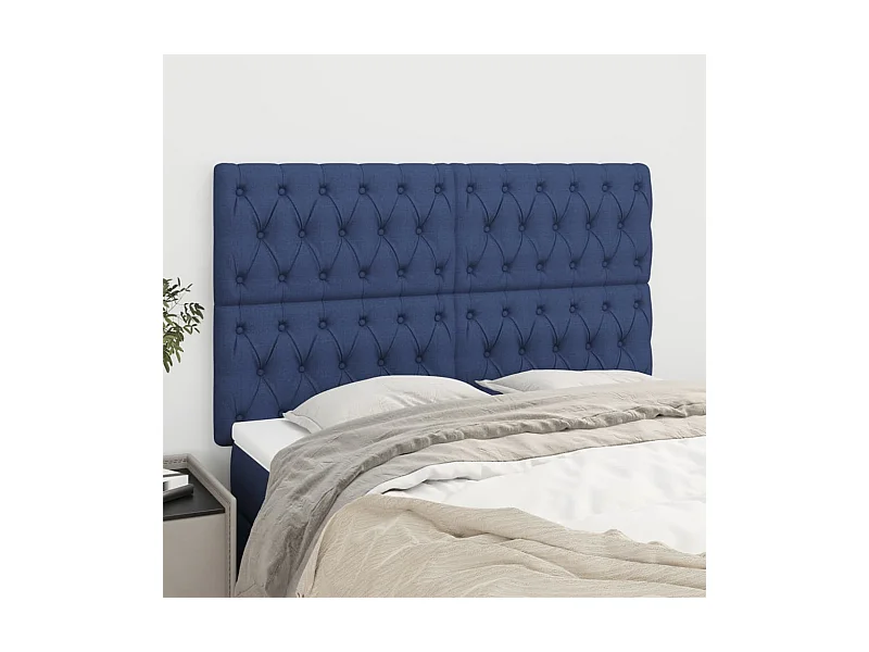 Tête de lit Bleu 144x7x118/128 cm Tissu