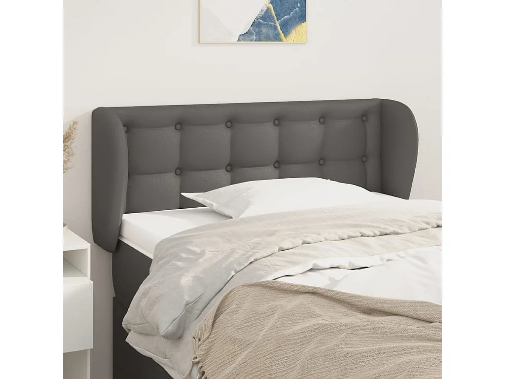 Testiera ad Orecchio Grigia 83x23x78/88 cm in Similpelle