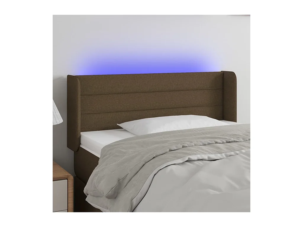 Tête de lit à LED Marron foncé 103x16x78/88 cm Tissu