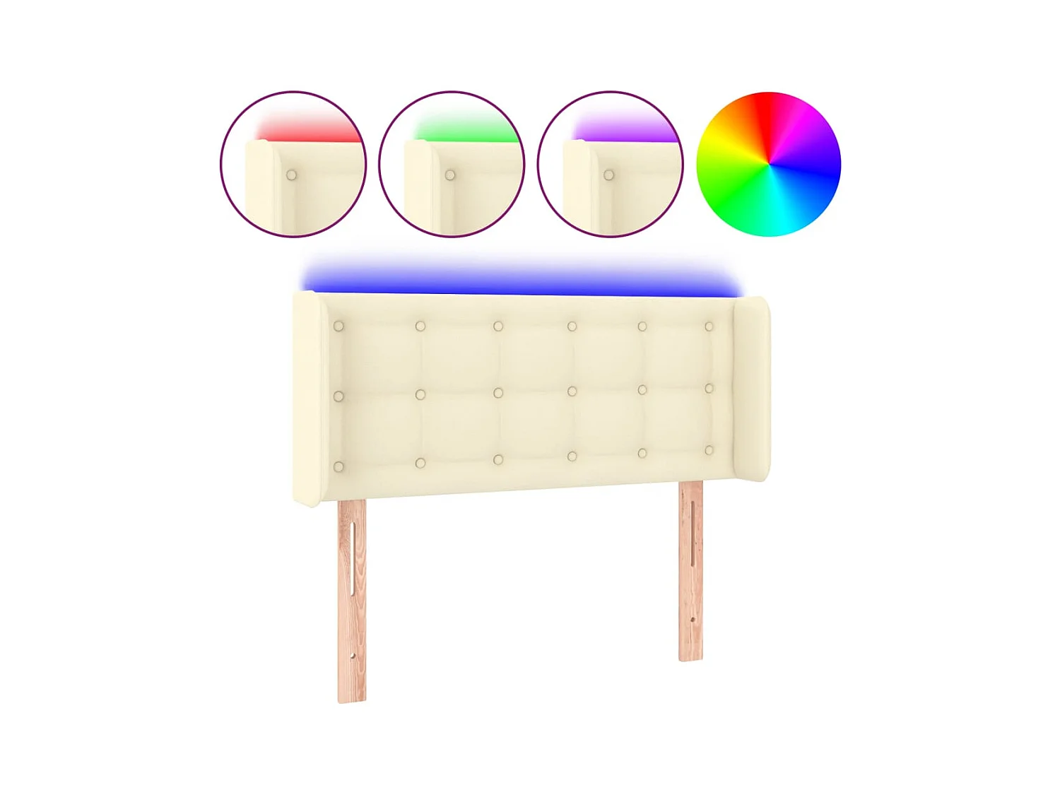 Tête de lit à LED Crème 103x16x78/88 cm Similicuir