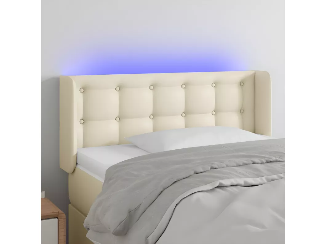 Kauf Unique LED Kopfteil Creme 103x16x78/88 cm Kunstleder