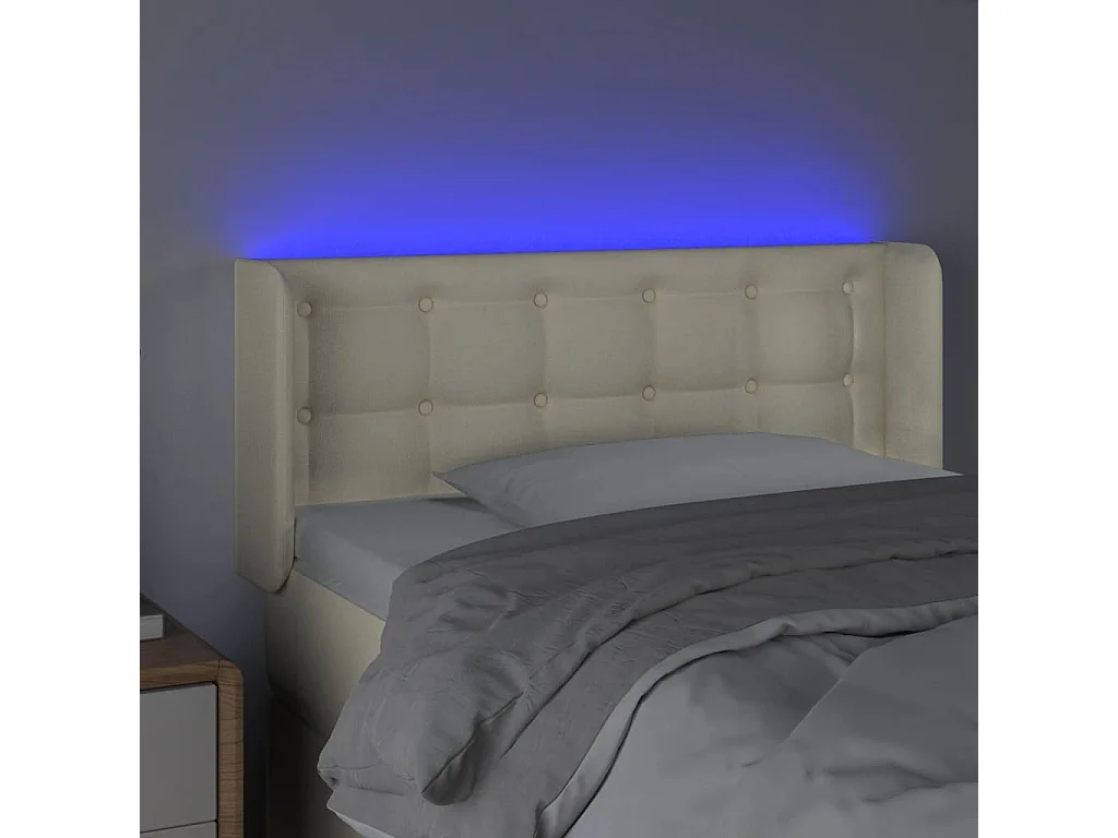 Hoofdbord LED 103x16x78/88 cm kunstleer crèmekleurig
