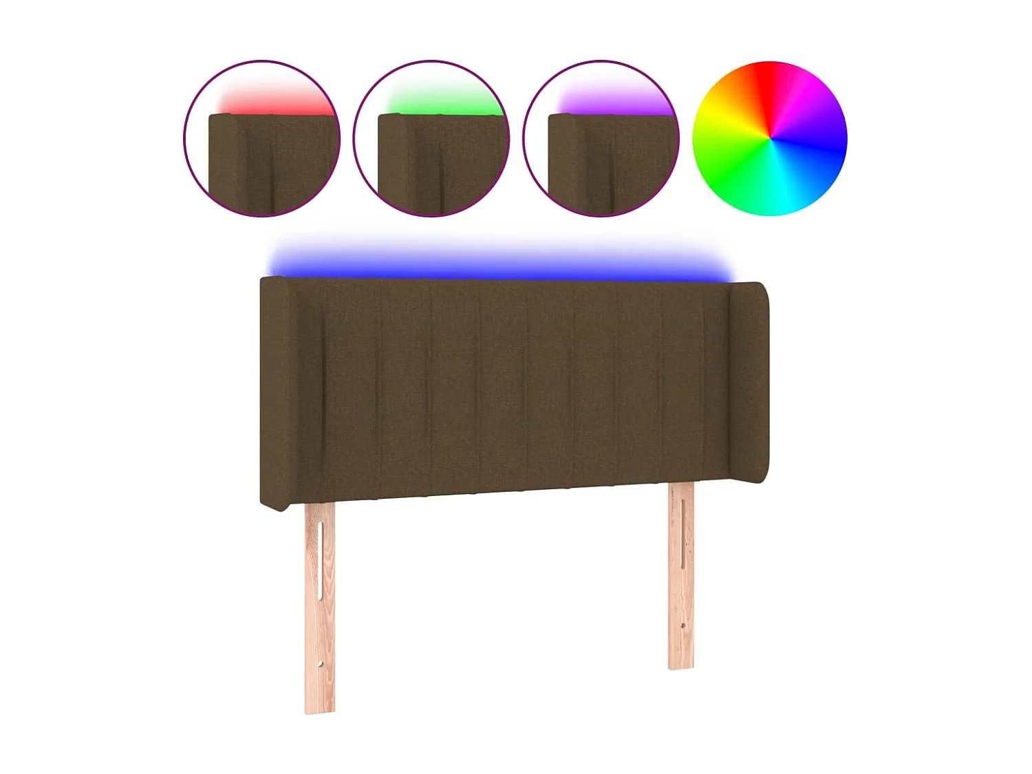 Tête de lit à LED Marron foncé 83x16x78/88 cm Tissu