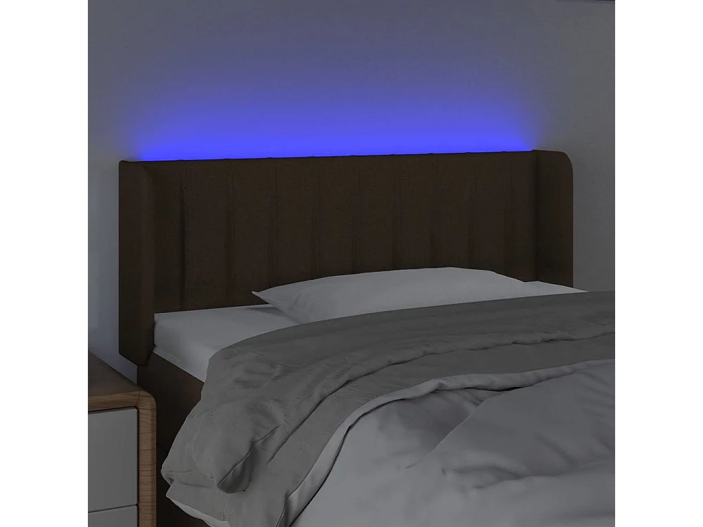 Tête de lit à LED Marron foncé 83x16x78/88 cm Tissu