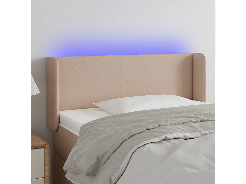 LED Kopfteil Cappuccino-Braun 93x16x78/88 cm Kunstleder