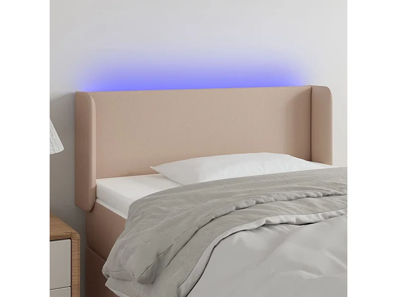 Testiera Cappuccino a LED 93x16x78/88 cm in Similpelle