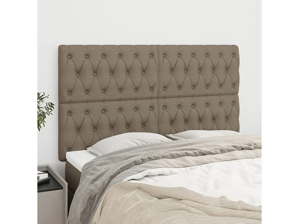 Hoofdbord taupe 144x7x118/128 cm Stof