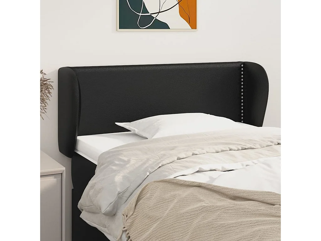 Tête de lit avec oreilles Noir 93x23x78/88 cm Similicuir