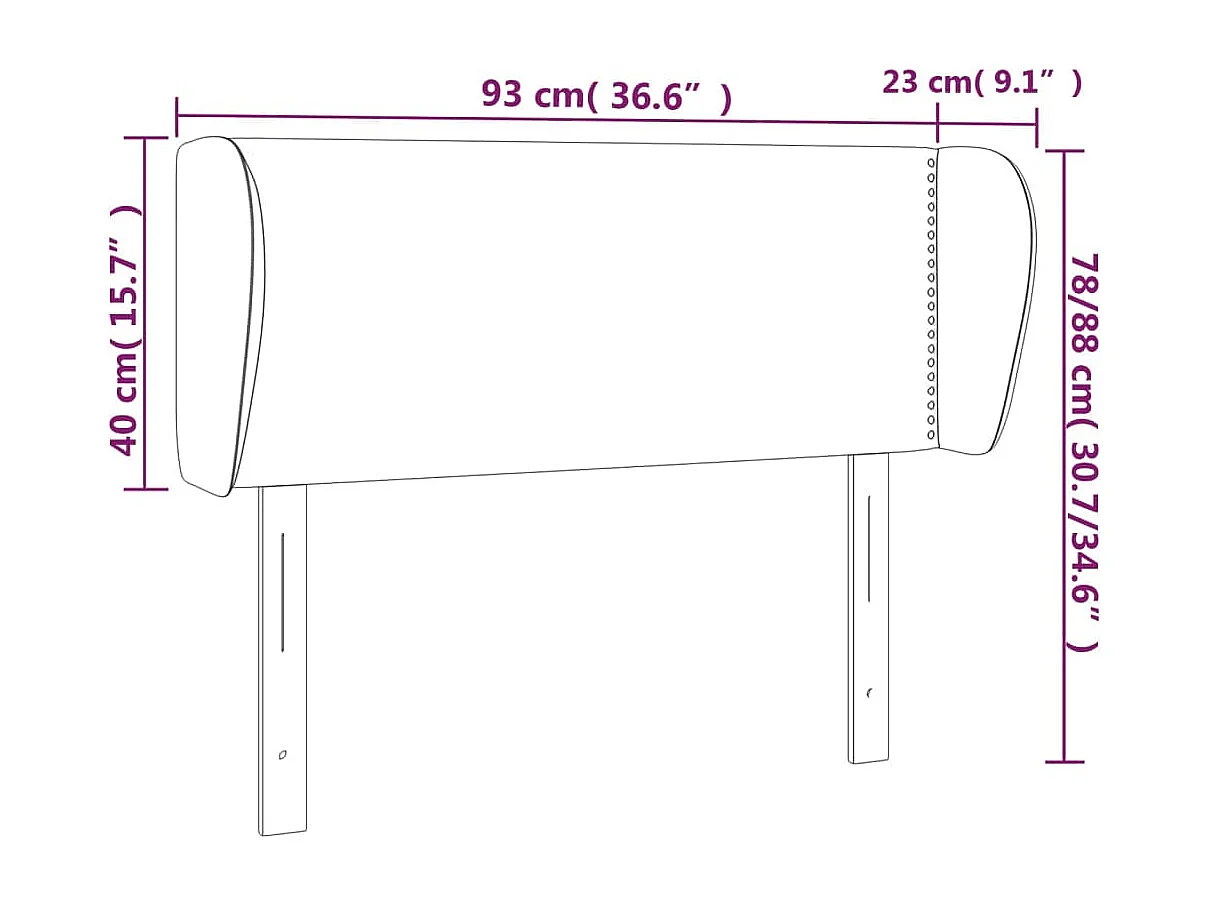 Hoofdbord met randen 93x23x78/88 cm kunstleer zwart