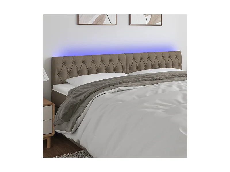 Cabeceira cama luzes LED tecido 180x7x78/88cm cinza-acastanhado
