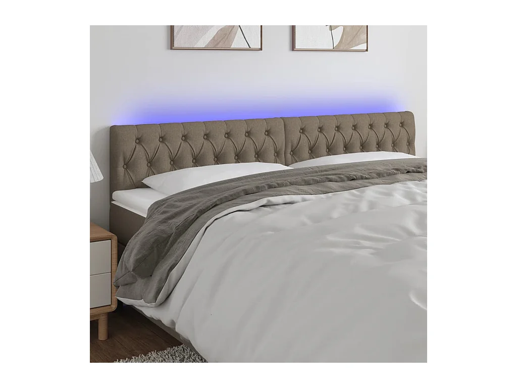 Tête de lit à LED Taupe 180x7x78/88 cm Tissu