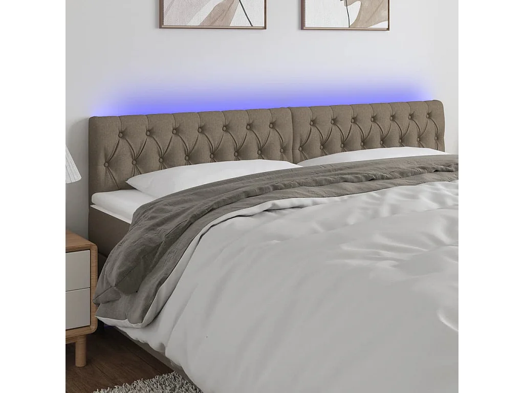 Tête de lit à LED Taupe 180x7x78/88 cm Tissu