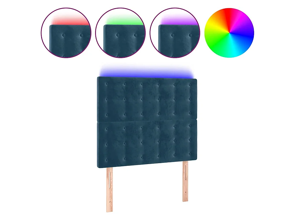 Tête de lit à LED Bleu foncé 100x5x118/128 cm Velours