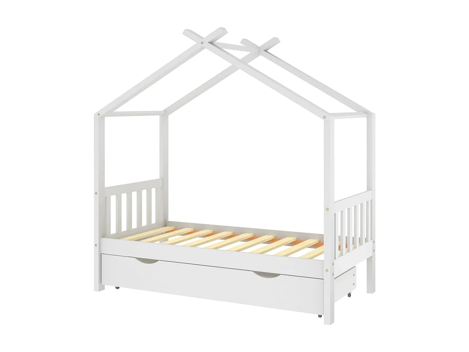 Cadre de lit enfant avec tiroir blanc pin massif 80x160 cm