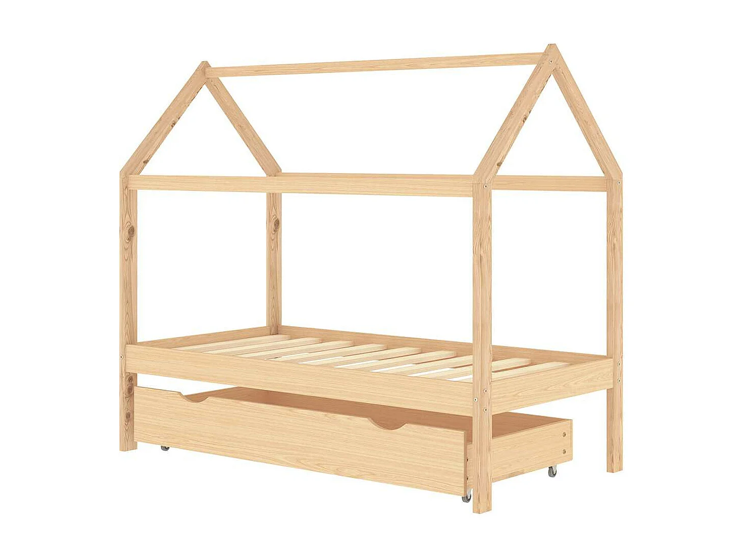Estructura cama infantil con cajón madera pino maciza 80x160 cm