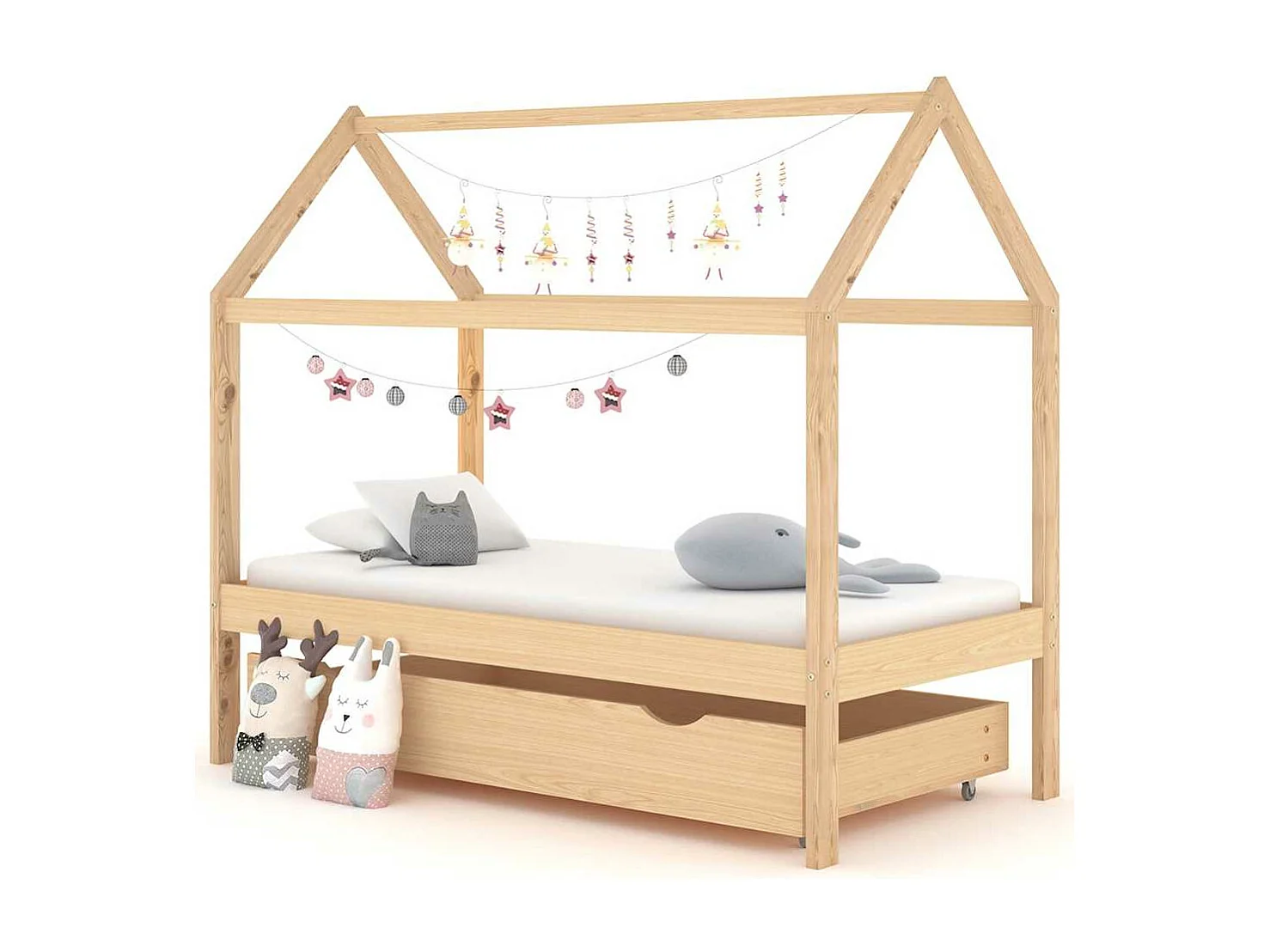 Estrutura de cama para crianças c/ gaveta 80x160cm pinho maciço