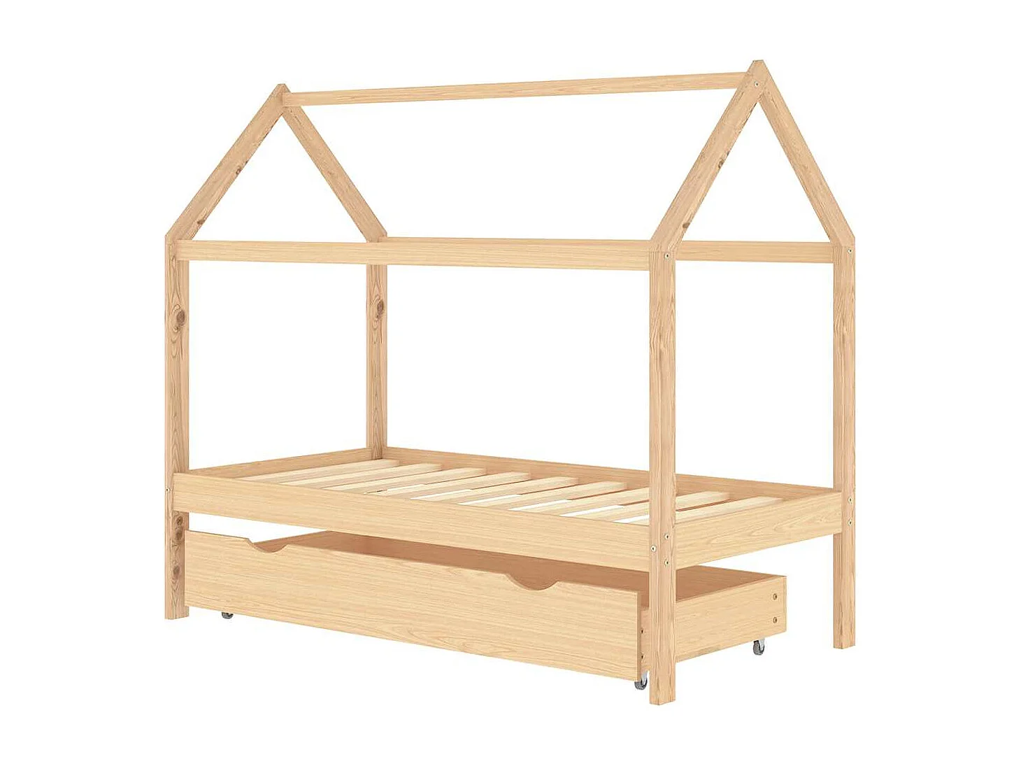 Giroletto per Bambini con Cassetto Legno Massello Pino 80x160cm