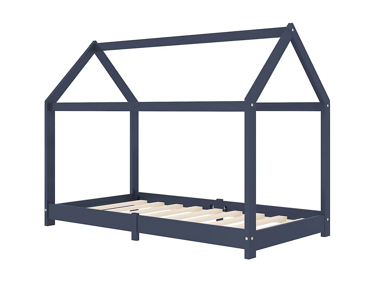 Giroletto per Bambini Grigio in Legno Massello di Pino 80x160cm