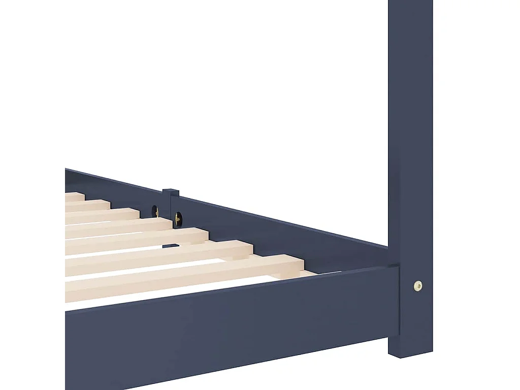 Giroletto per Bambini Grigio in Legno Massello di Pino 80x160cm