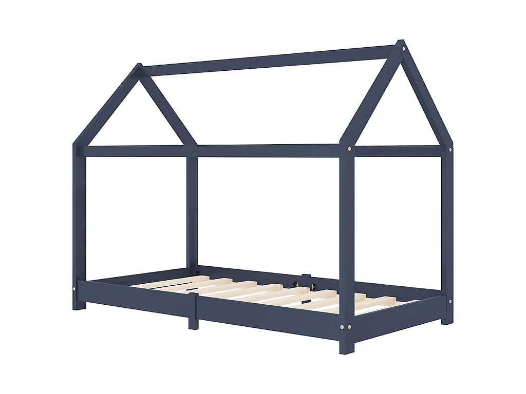 Cadre de lit d'enfant Gris Bois de pin massif 80x160 cm