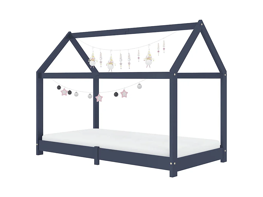 Cadre de lit d'enfant Gris Bois de pin massif 80x160 cm