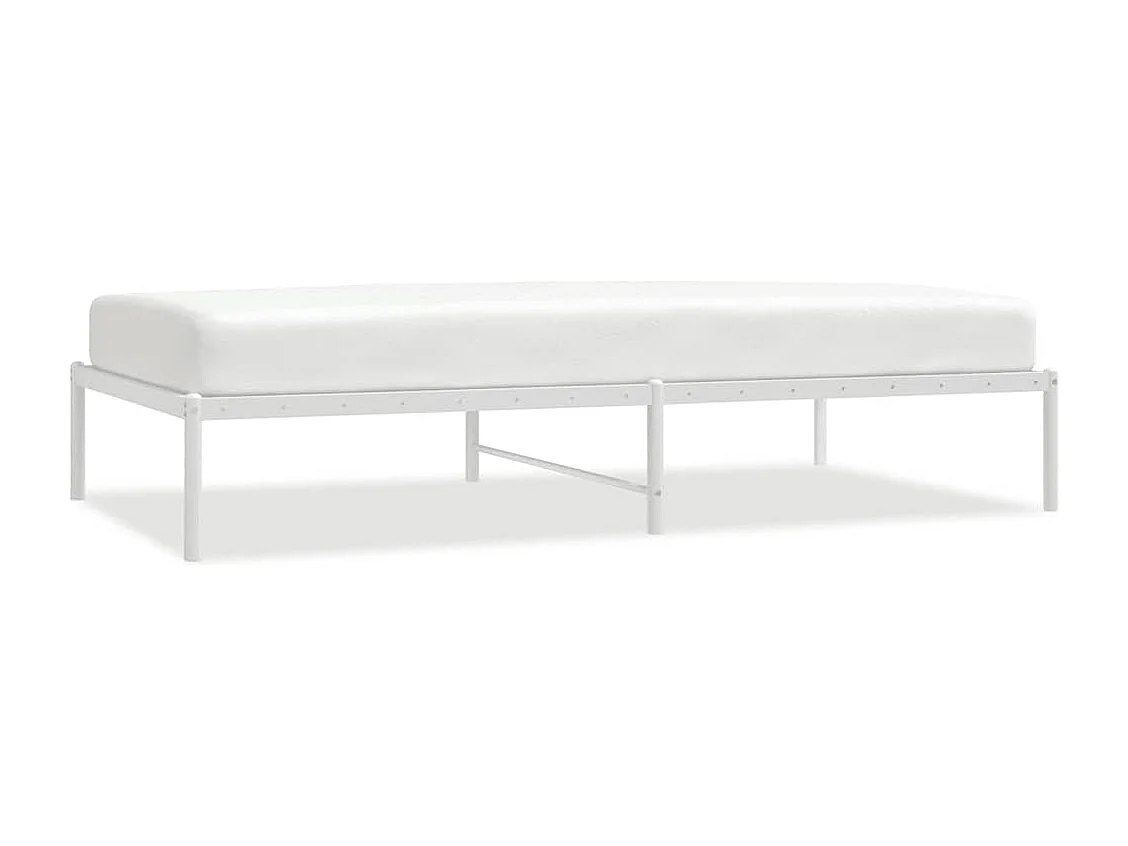 Cadre de lit métal sans matelas blanc 100x190 cm