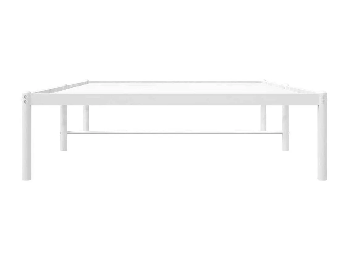 Cadre de lit métal sans matelas blanc 100x190 cm