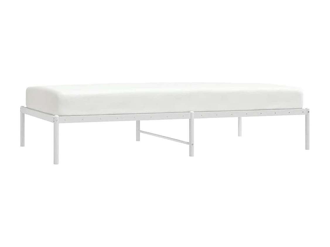 Cadre de lit métal sans matelas blanc 100x190 cm