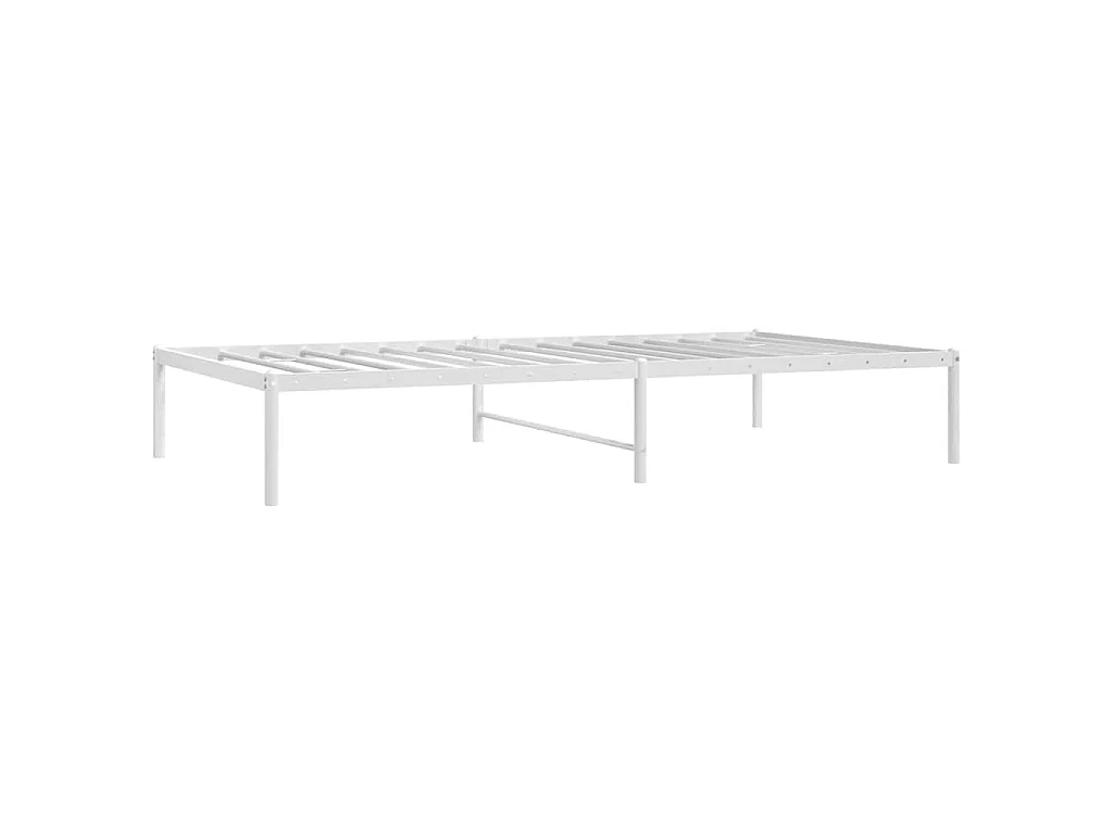 Cadre de lit métal sans matelas blanc 100x190 cm
