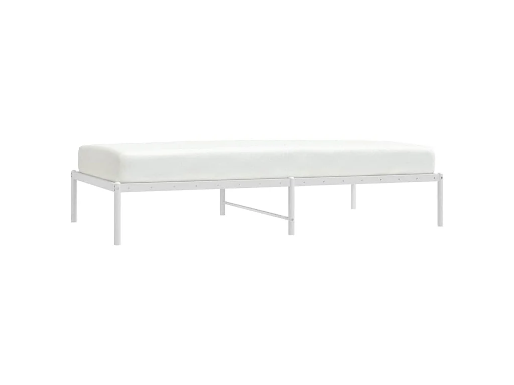 Cadre de lit métal sans matelas blanc 100x190 cm