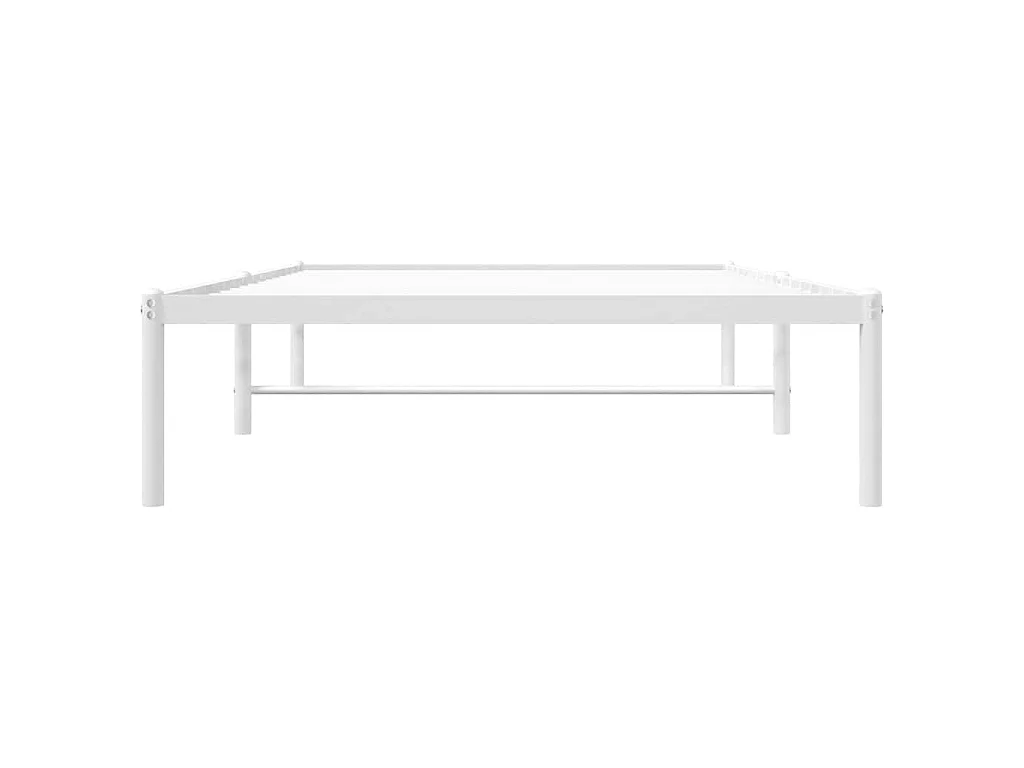 Cadre de lit métal sans matelas blanc 100x190 cm