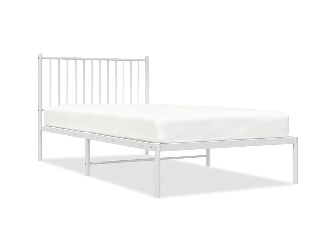 Cadre de lit métal sans matelas et tête de lit blanc 100x200 cm